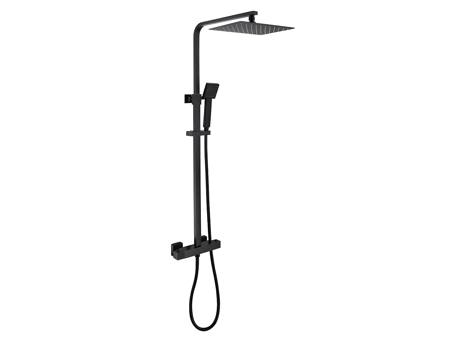 Colonna Doccia Nero Opaco con Miscelatore Termostatico e Soffione Alto Rettangolare 30x20 cm