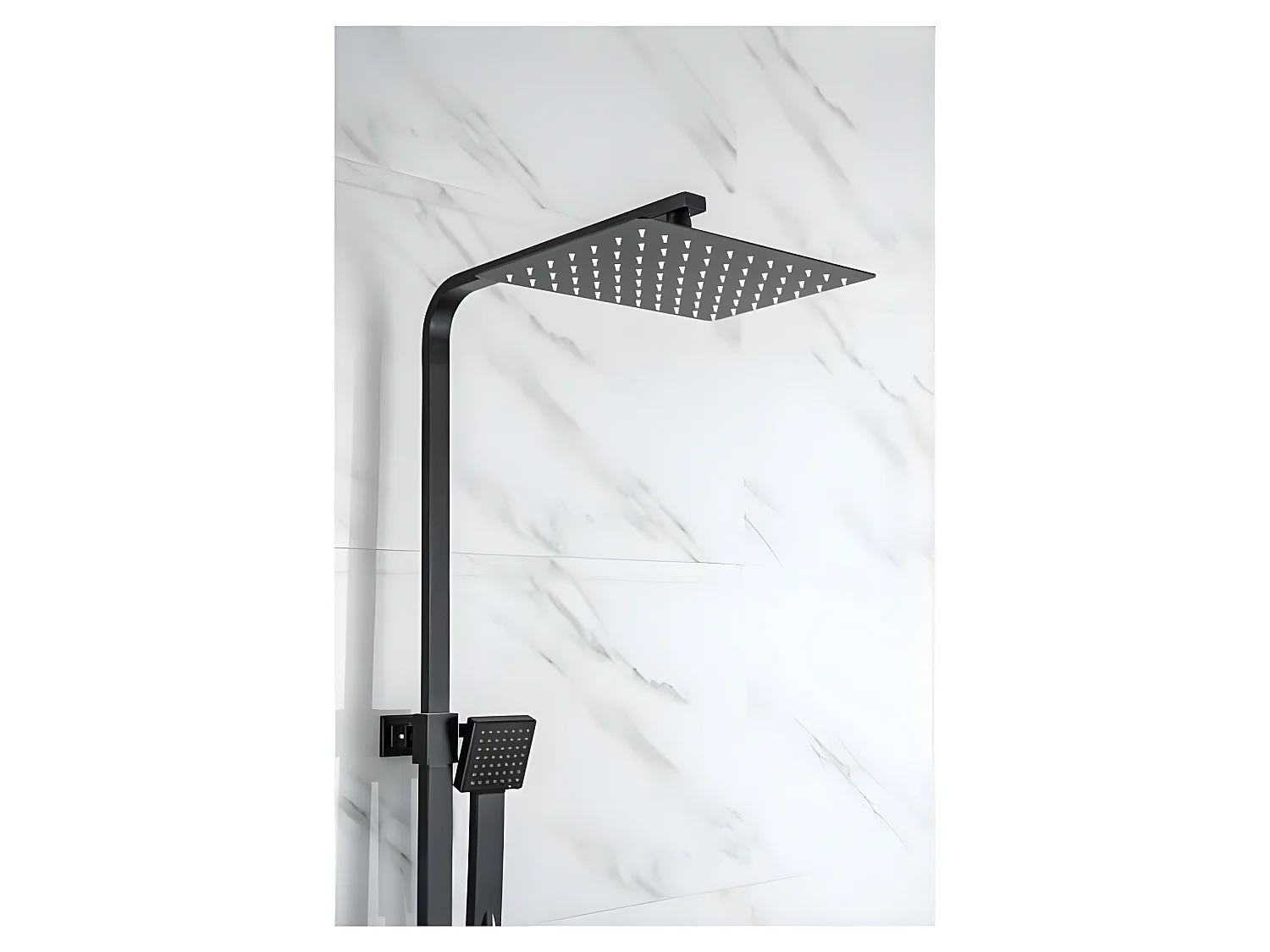 Colonna Doccia Nero Opaco con Miscelatore Termostatico e Soffione Alto Rettangolare 30x20 cm