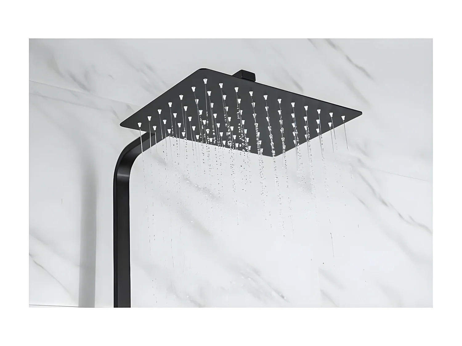 Colonna Doccia Nero Opaco con Miscelatore Termostatico e Soffione Alto Rettangolare 30x20 cm