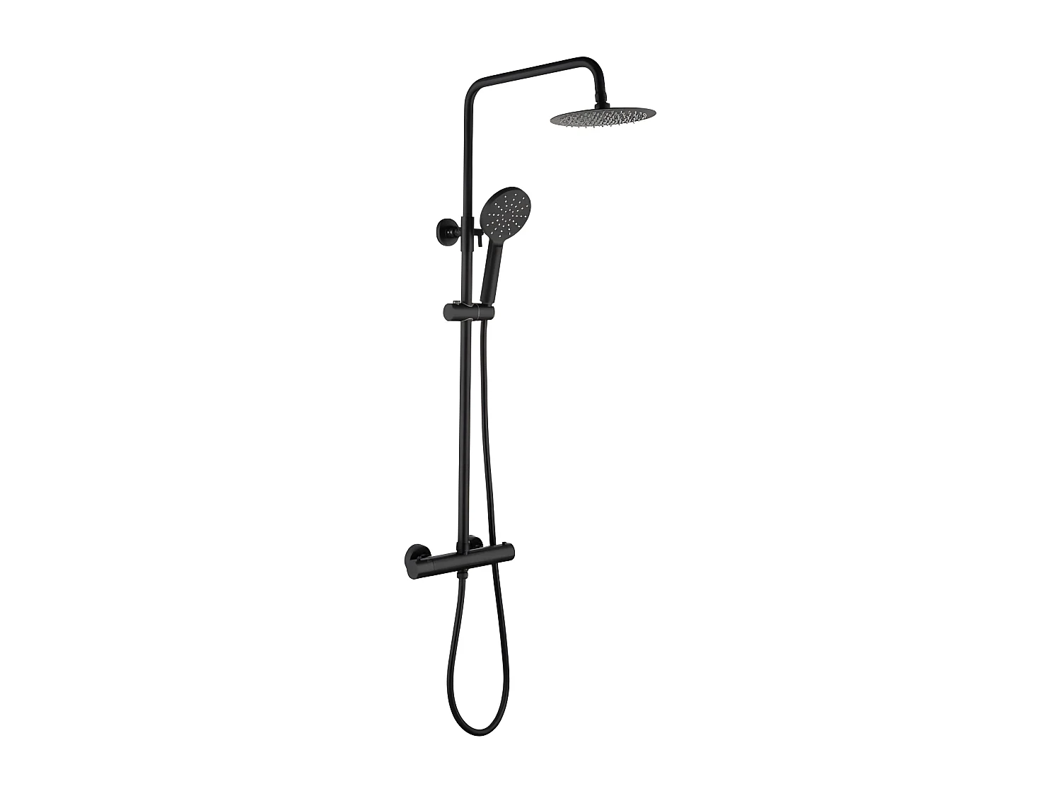 OCEANIC Colonne de douche - Mitigeur thermostatique - Pomme haute ronde diametre 20 cm - Noir mat