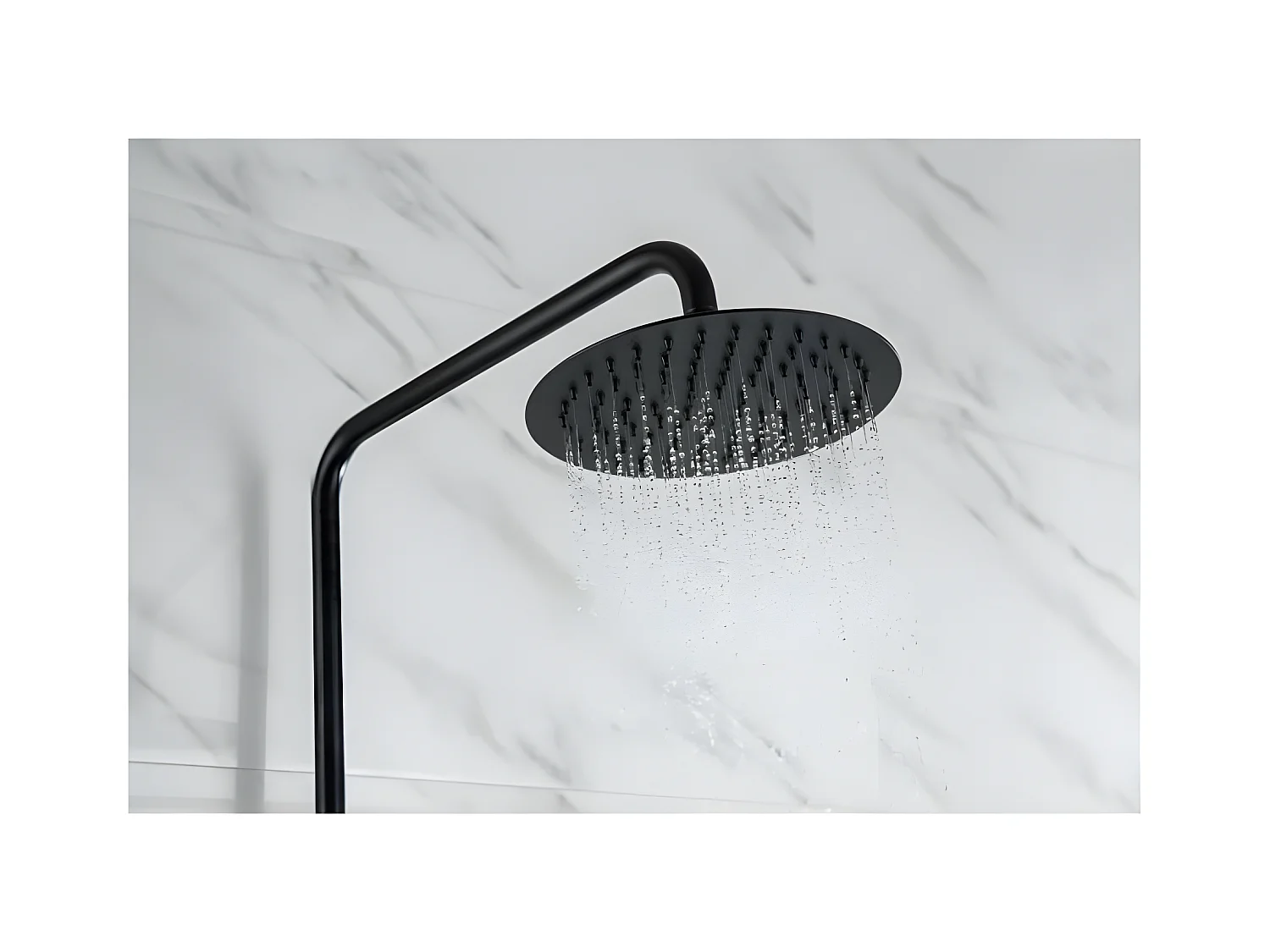 Coluna de duche termostática preta com chuveiro redondo alto de 20 cm