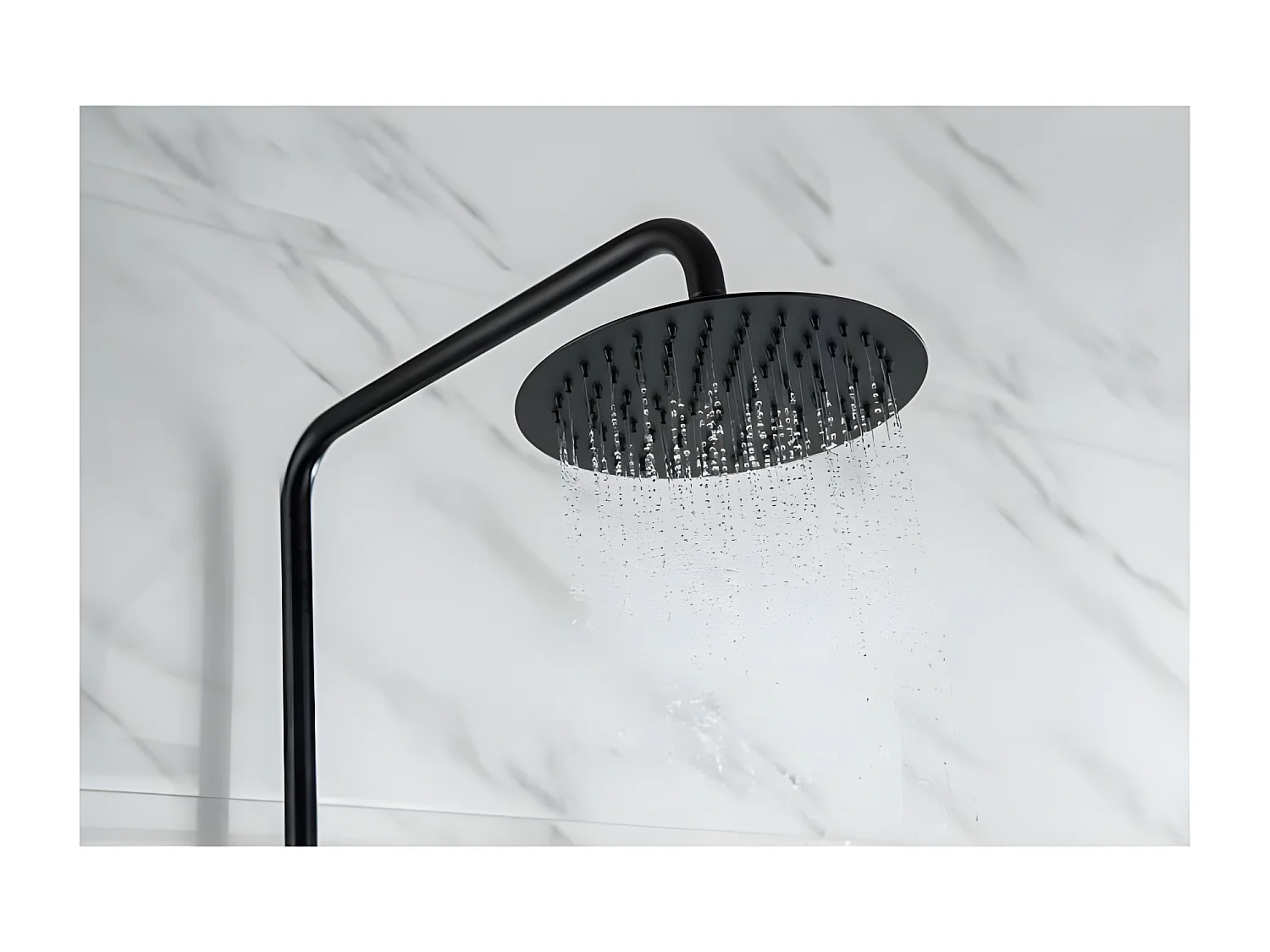 OCEANIC Colonne de douche - Mitigeur thermostatique - Pomme haute ronde diametre 20 cm - Noir mat