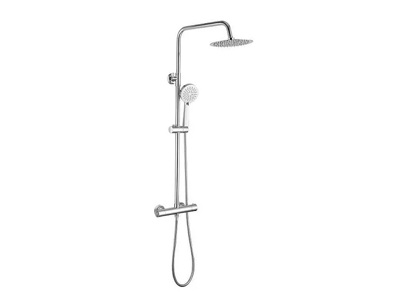 OCEANIC Colonne de douche - Mitigeur thermostatique - Pomme haute ronde diametre 20 cm - Chrome