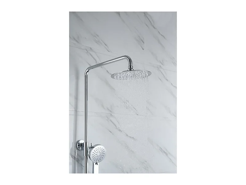 OCEANIC Colonne de douche - Mitigeur thermostatique - Pomme haute ronde diametre 20 cm - Chrome