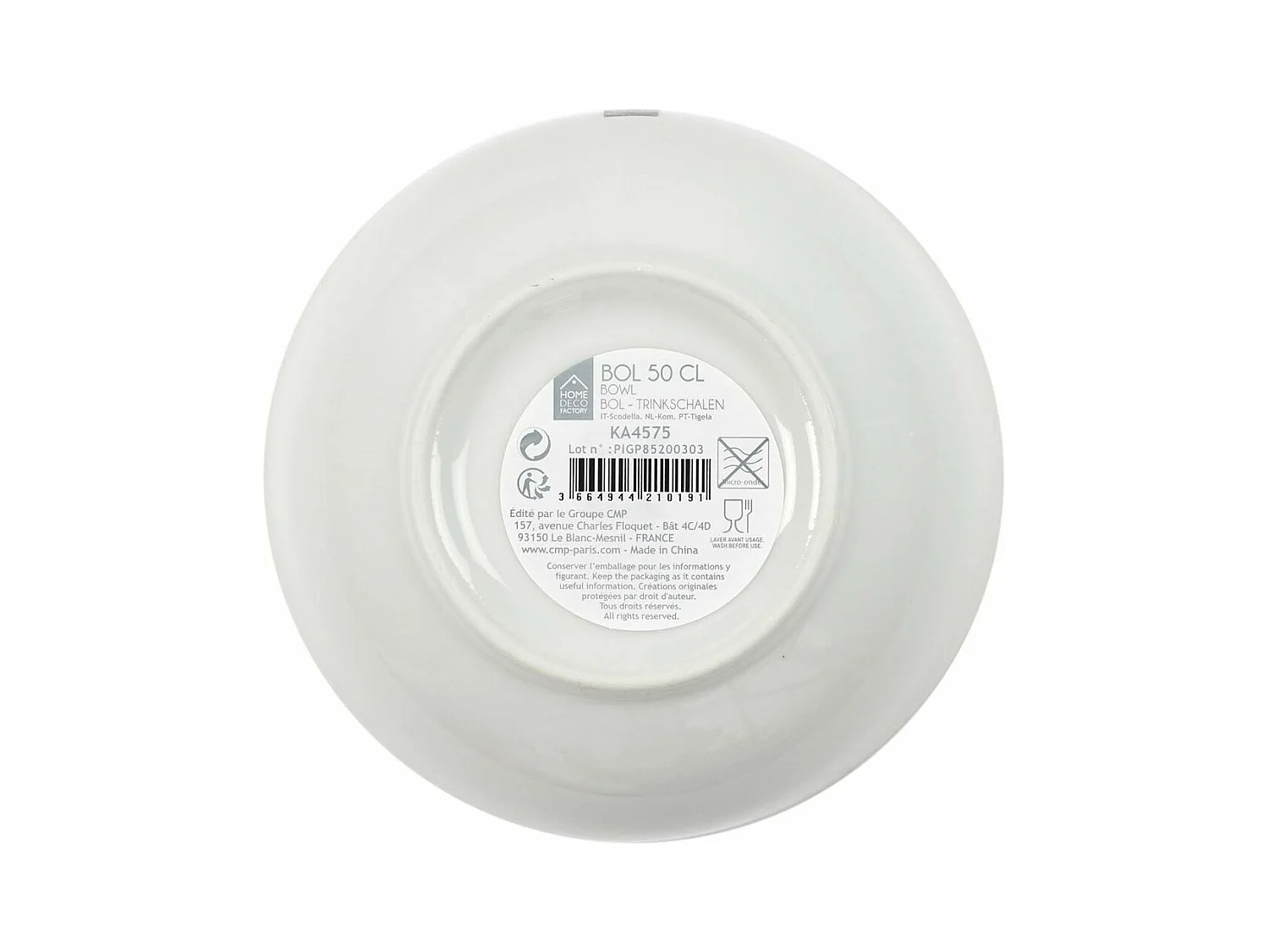 Bol en porcelaine liseré doré 50 cl Lot de 6