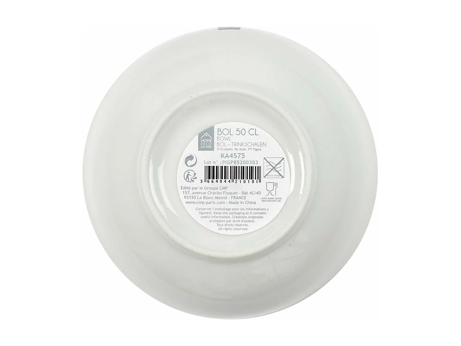 Bol en porcelaine liseré doré 50 cl Lot de 6