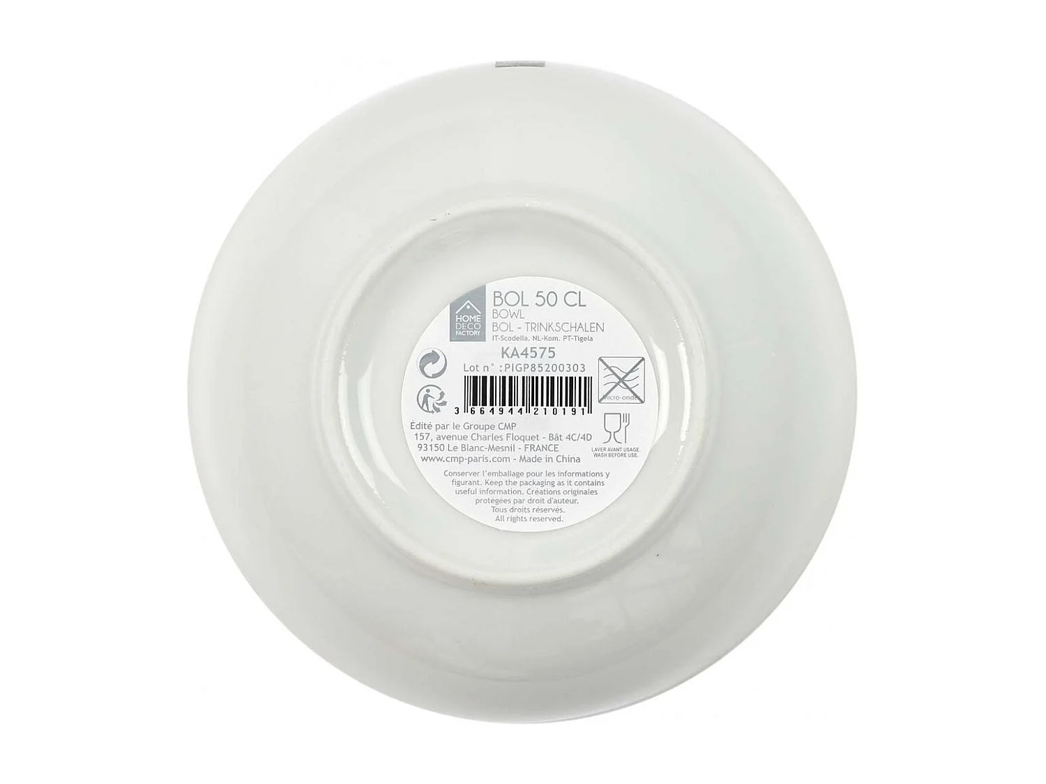 Bol en porcelaine liseré doré 50 cl Lot de 6