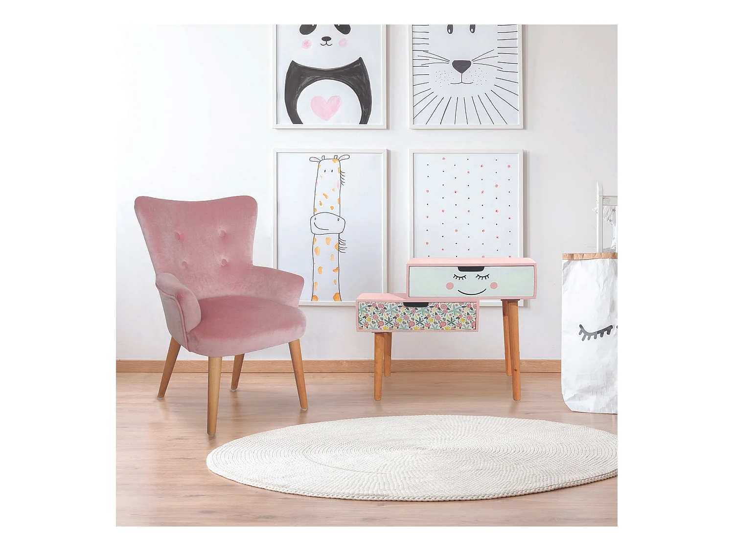 Fauteuil Helsinki Enfant Rose
