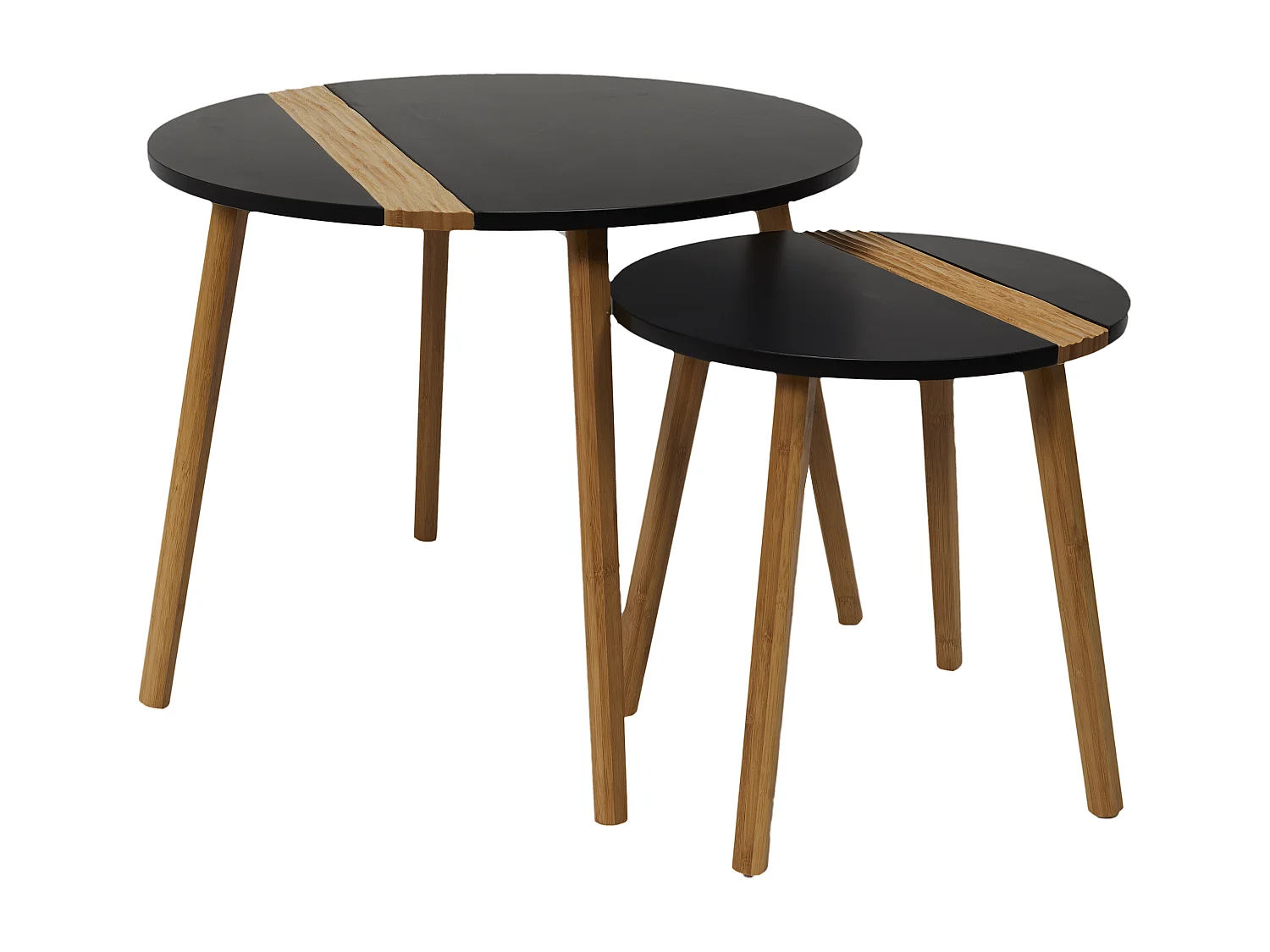 Table Gigogne Bicolore Relief Noir X2 Noir, Marron