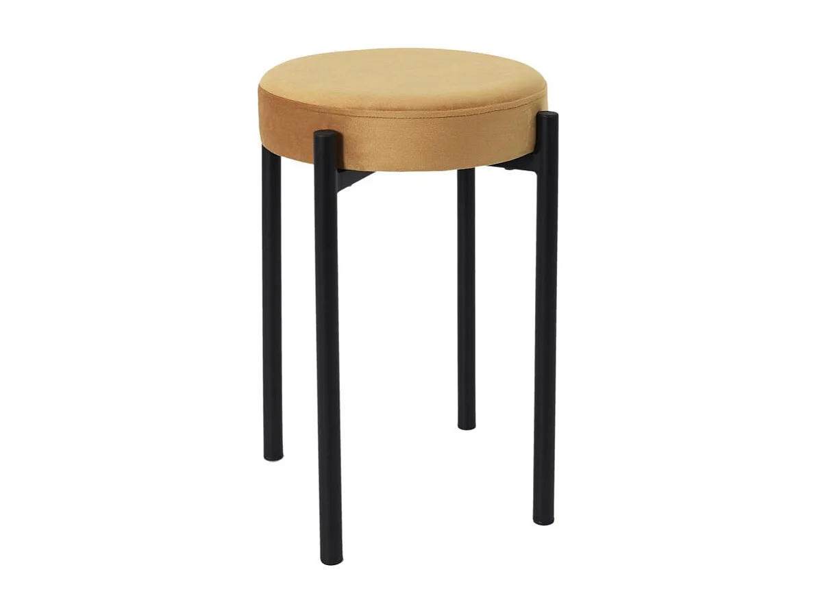 Tabouret en Velours "Bubble" 45cm Ocre