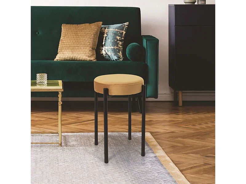 Tabouret en Velours "Bubble" 45cm Ocre