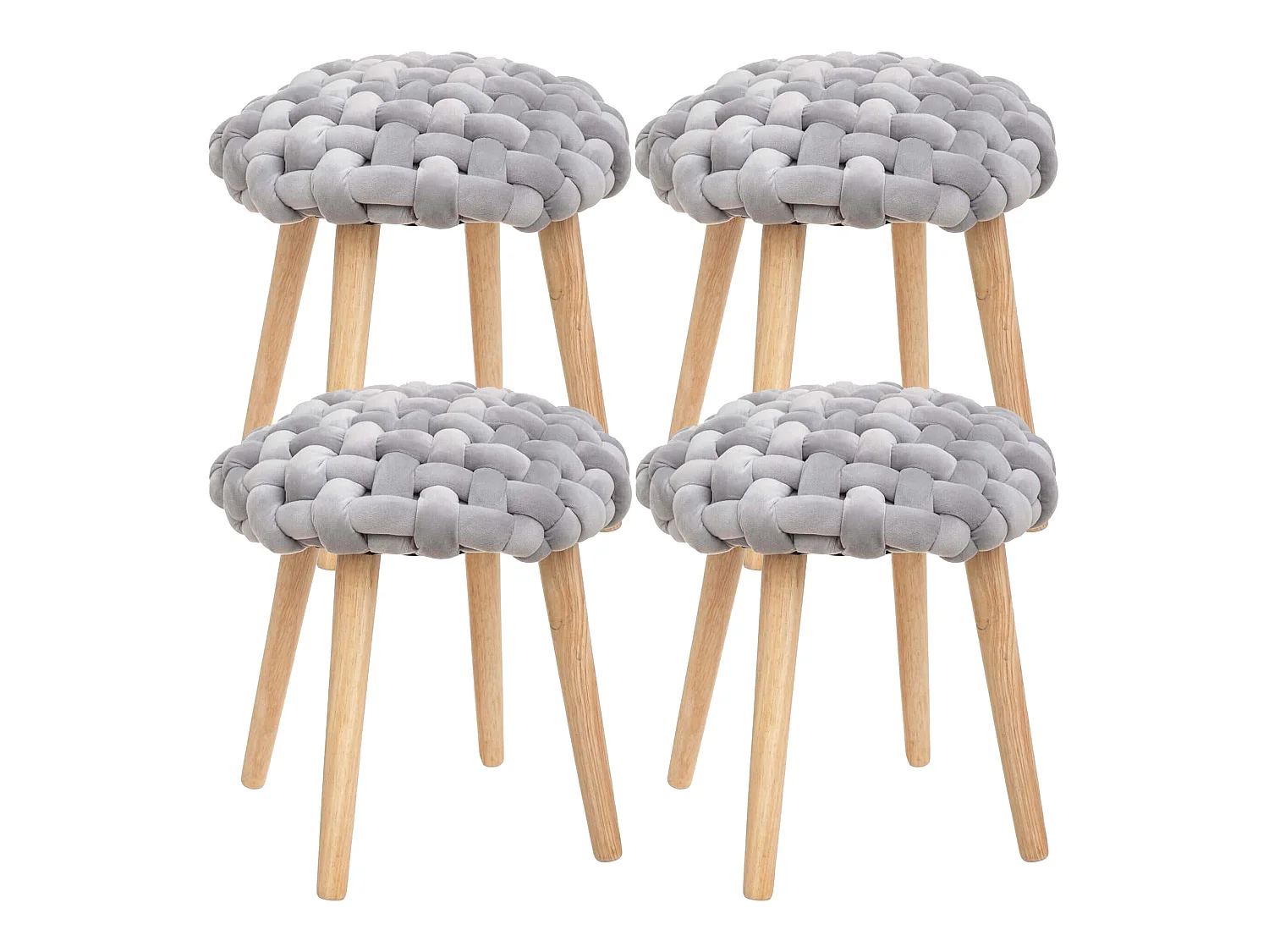 4x Tabourets De Tissus Tricotado, couleur jaune. 39x39x43