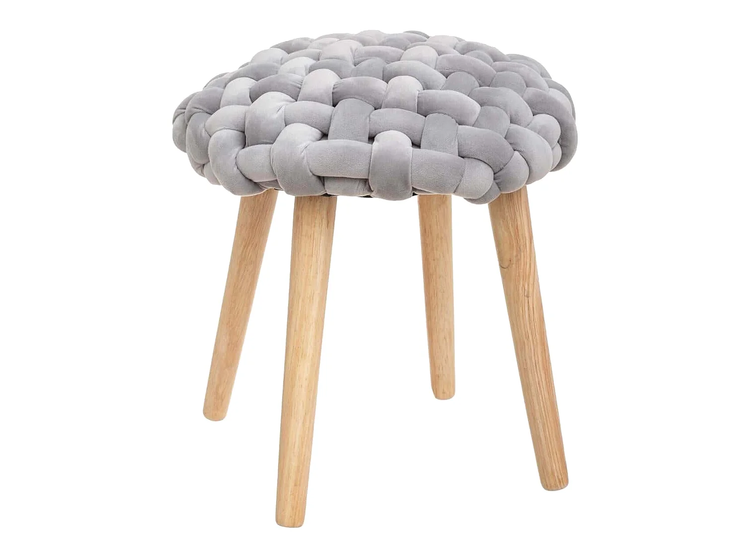 4x Tabourets De Tissus Tricotado, couleur jaune. 39x39x43