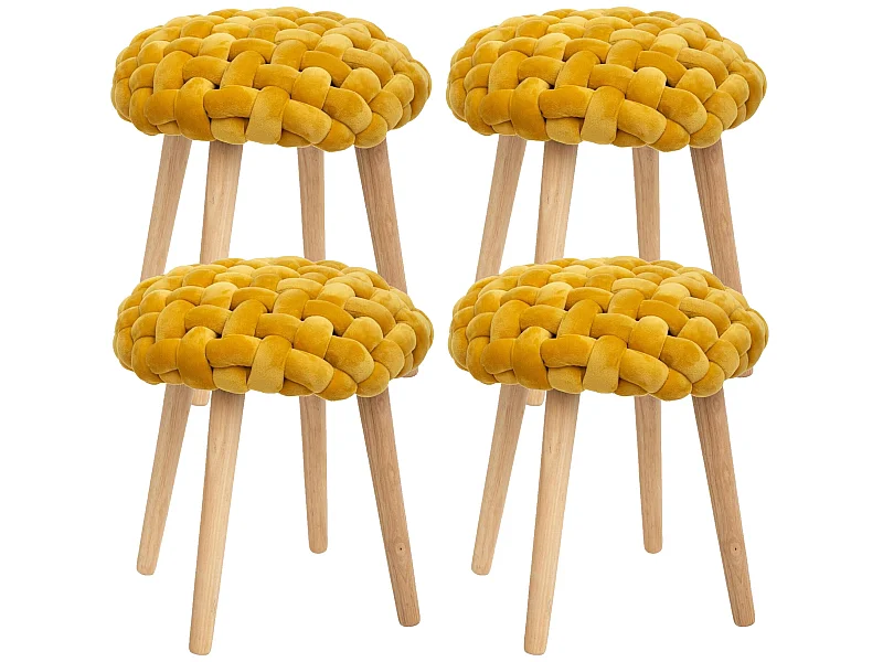 4 Selles De Tissu Tricotado, 39x39x43