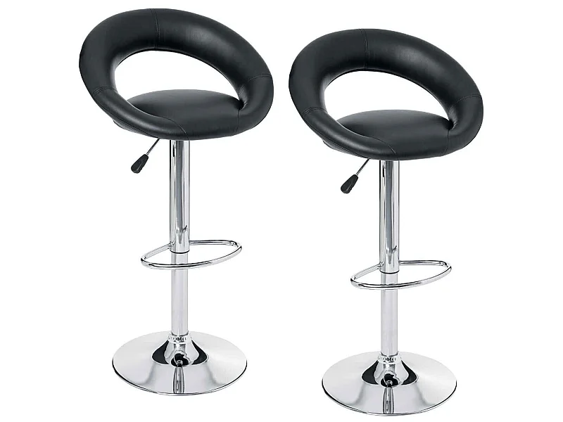 Lot De 2 Tabourets De Bar Sasha Couleur Noire 47 X P 52,5 X H 80 Cm