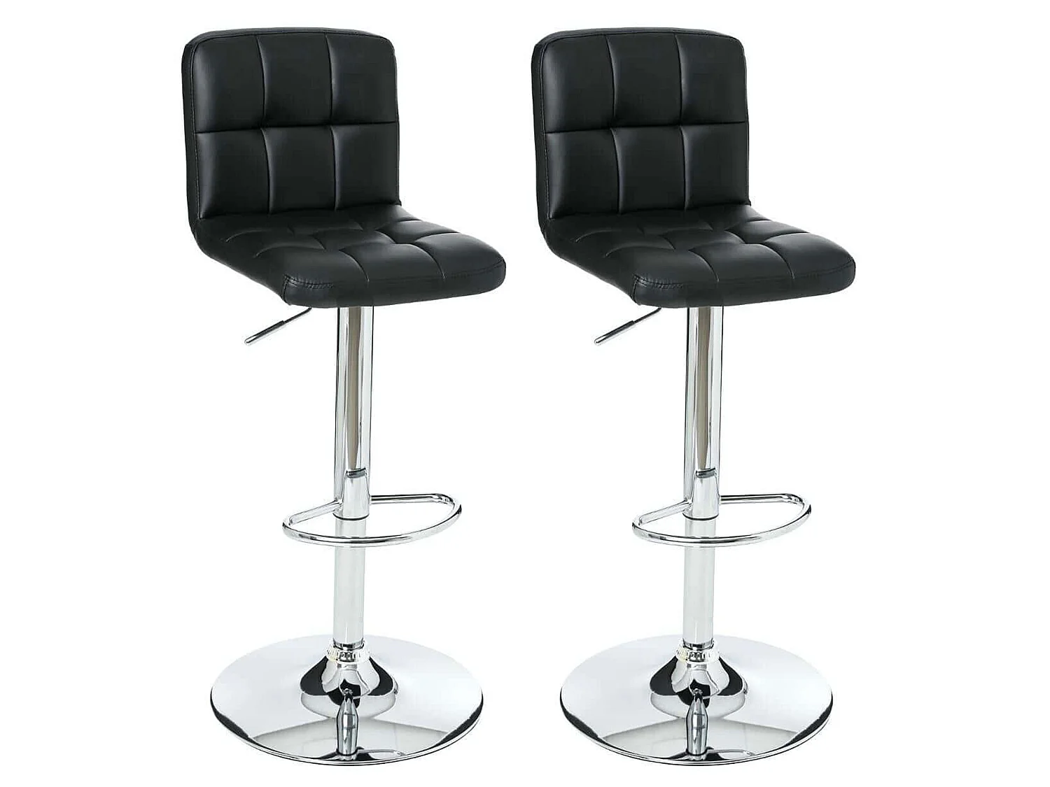 Ensemble De 2 Tabourets De Bar Delek Couleur Noire, l. 44,5 x p. 54 x h. 90 cm