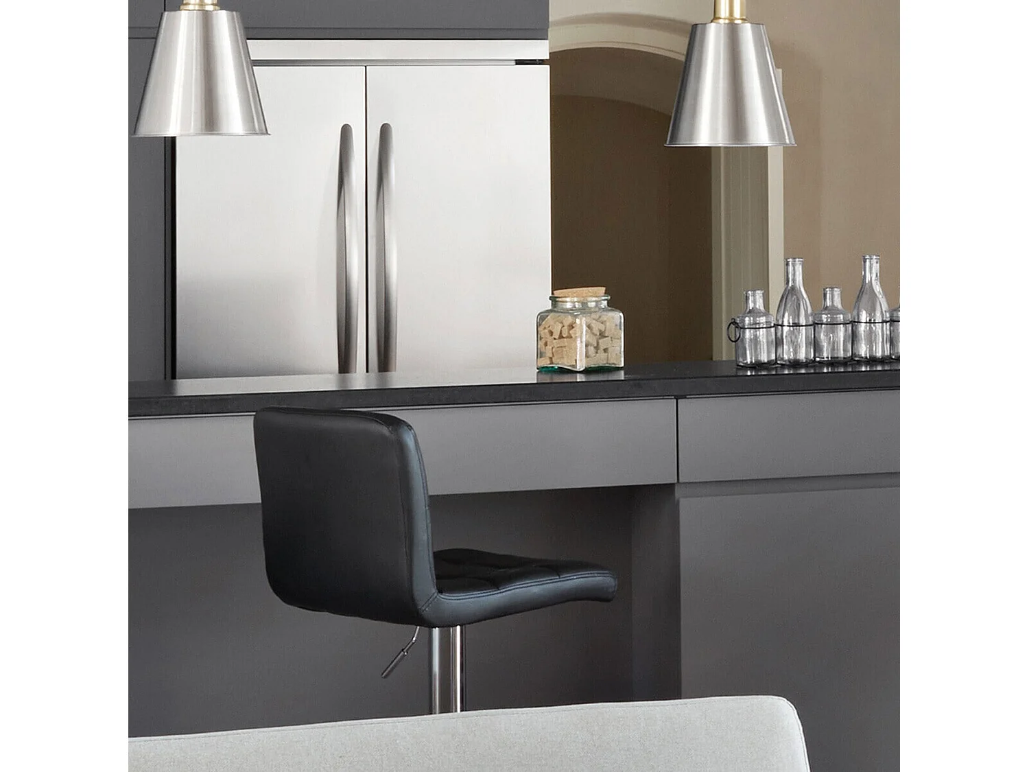 Ensemble De 2 Tabourets De Bar Delek Couleur Noire, l. 44,5 x p. 54 x h. 90 cm