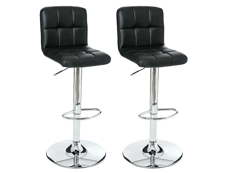 Ensemble De 2 Tabourets De Bar Delek Couleur Noire, l. 44,5 x p. 54 x h. 90 cm