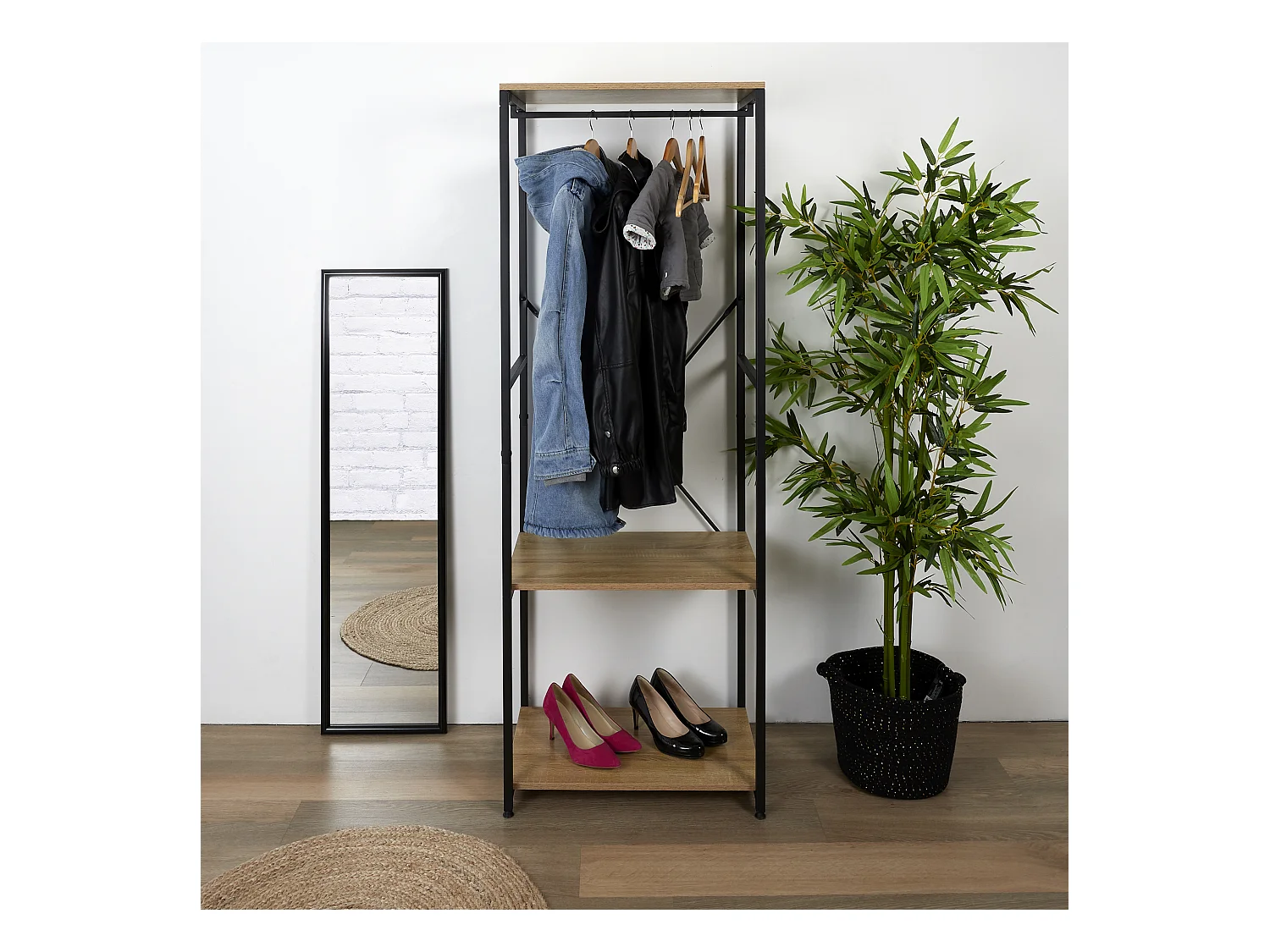 Portant A Vetements Stan Noir, Marron