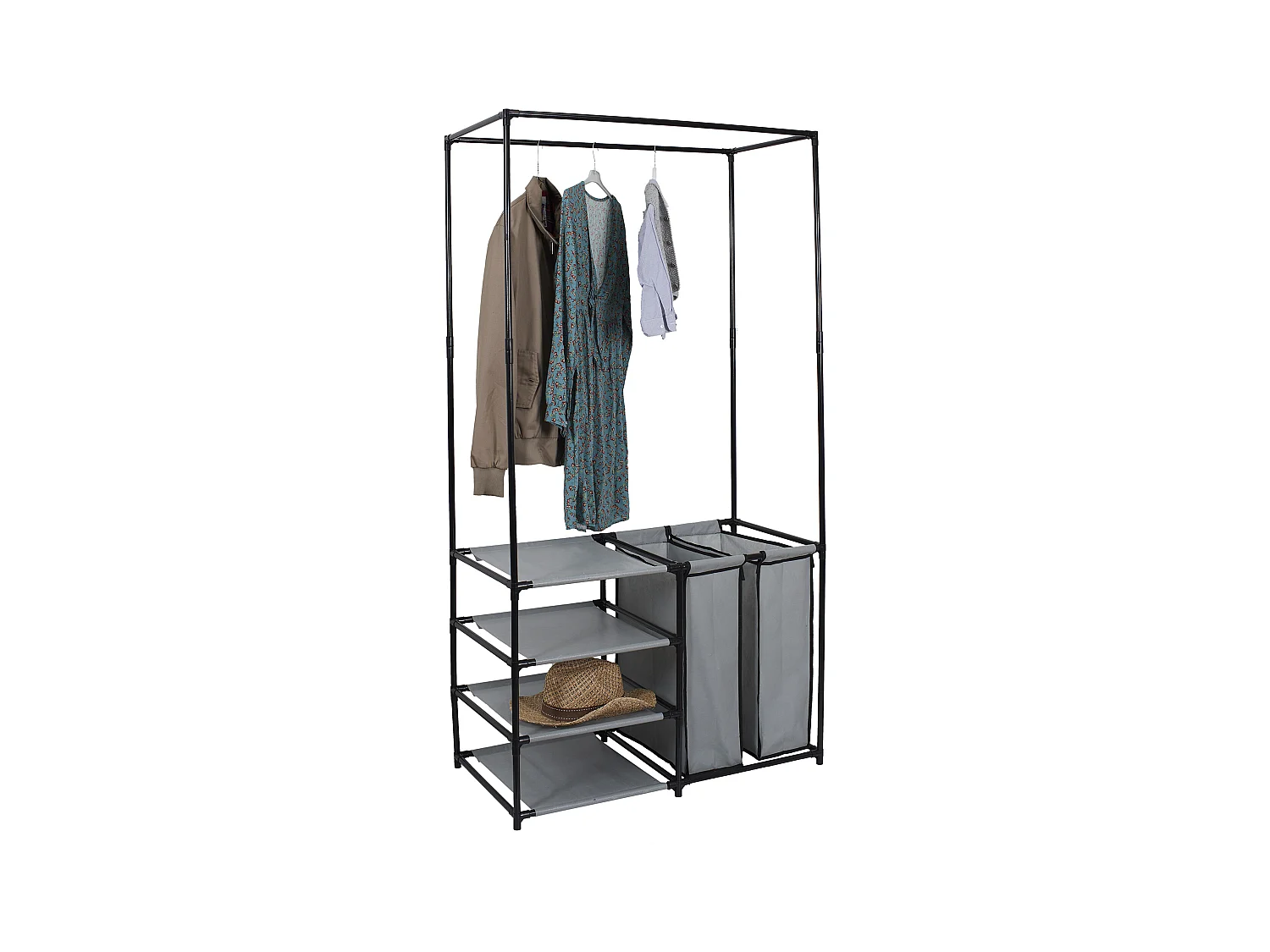 Portant Dressing Ouvert 87x43.5x163.5cm Gris, Noir