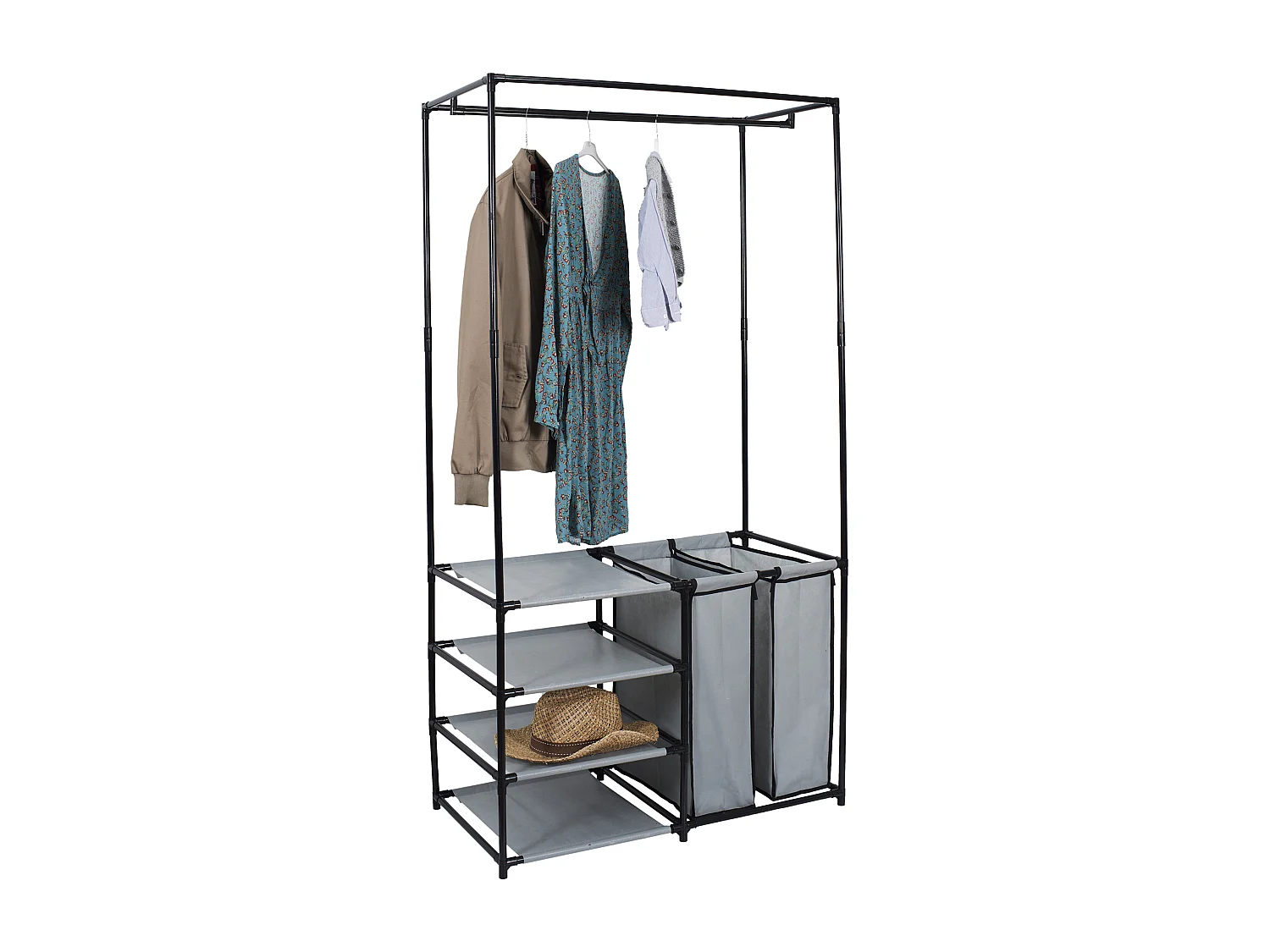 Portant Dressing Ouvert 87x43.5x163.5cm Gris, Noir