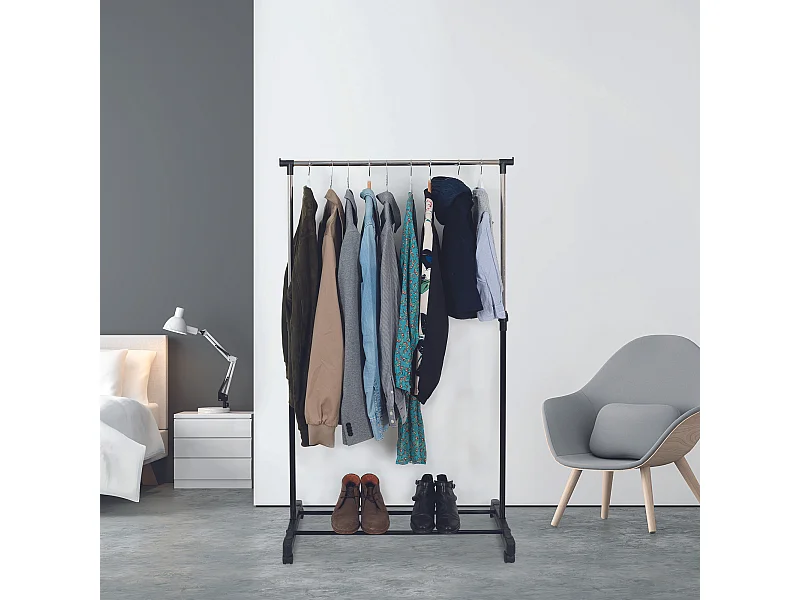 Portant Metal Roulette 80x43x160cm Noir