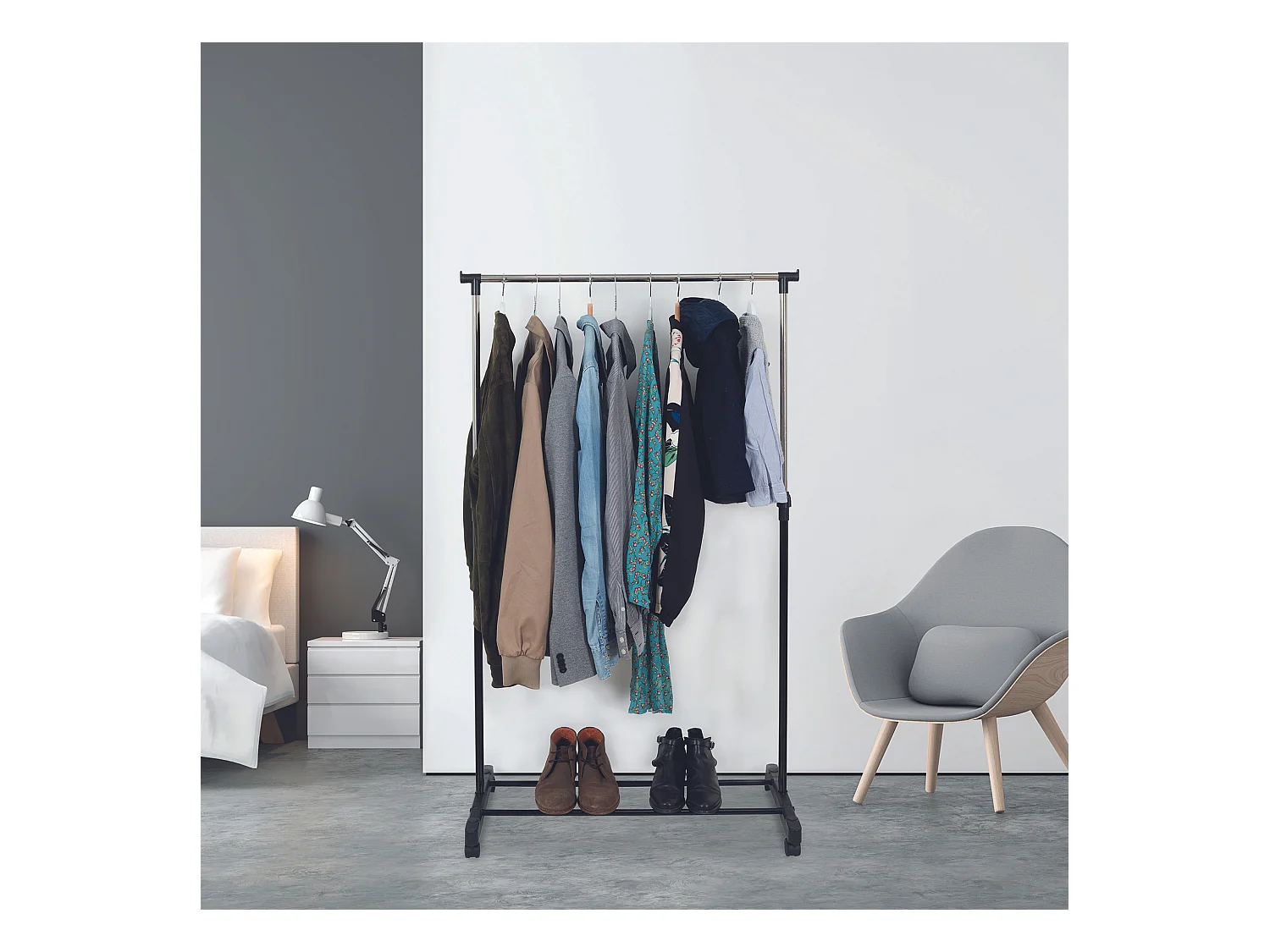 Portant Metal Roulette 80x43x160cm Noir