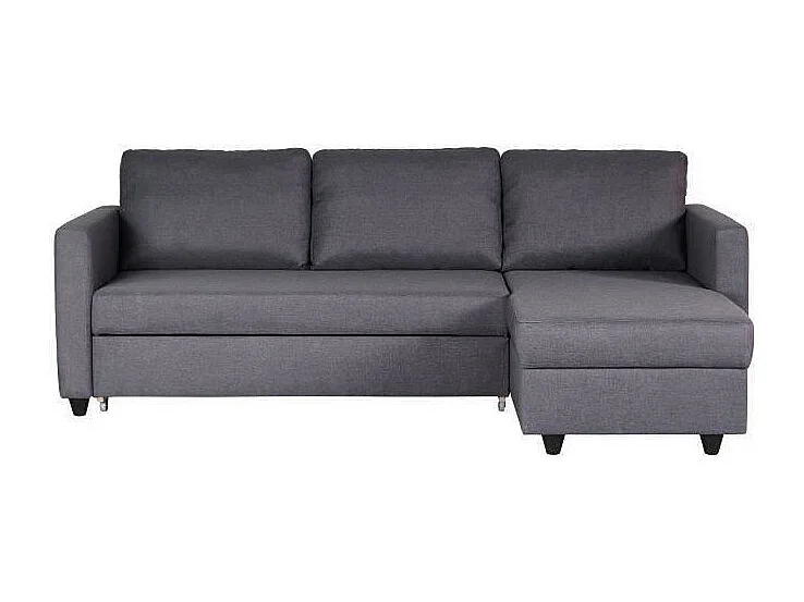 Canapé d'angle convertible réversible 3 places - Tissu gris - Contemporain - L 222 x P 150 x H 86 cm - CATS
