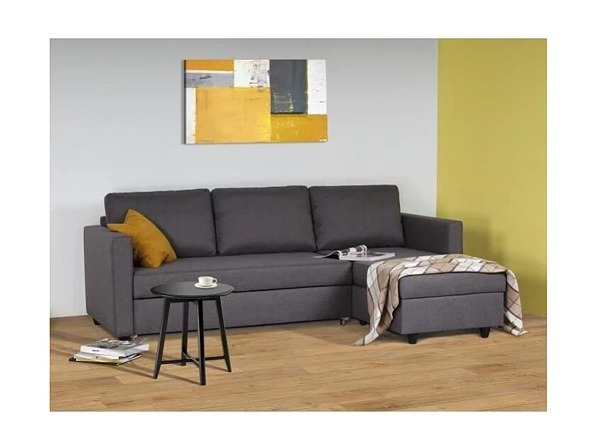 Canapé d'angle convertible réversible 3 places - Tissu gris - Contemporain - L 222 x P 150 x H 86 cm - CATS