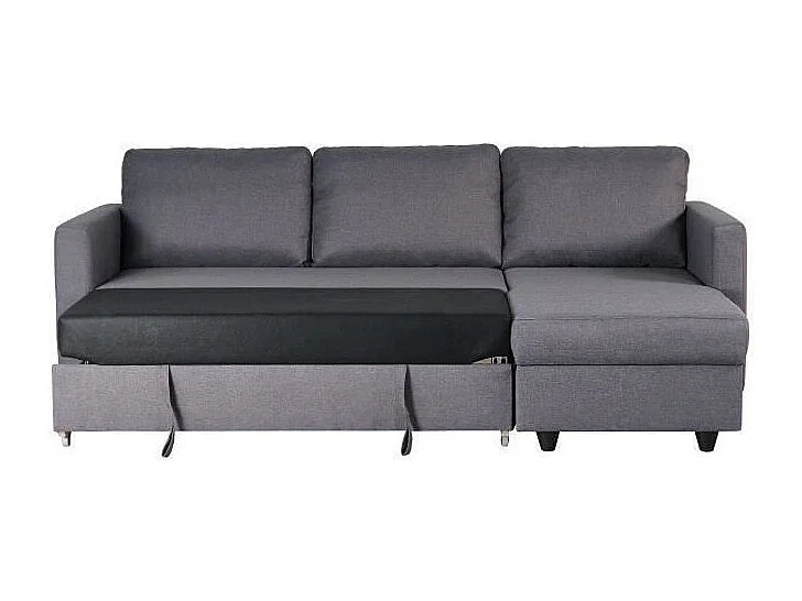 Canapé d'angle convertible réversible 3 places - Tissu gris - Contemporain - L 222 x P 150 x H 86 cm - CATS