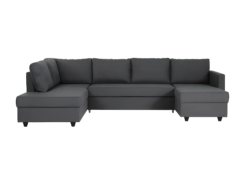 Canape dangle panoramique convertible reversible - Tissu gris - L 292 x P 187 x H 86 cm - CATS