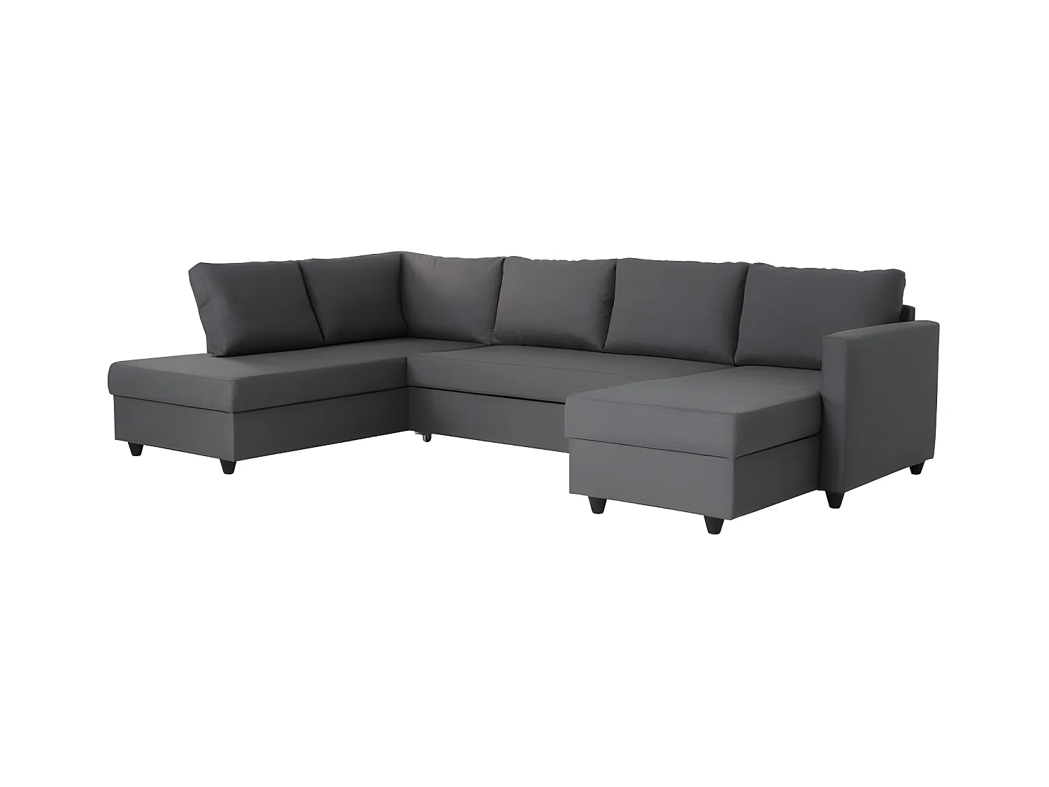 Canape dangle panoramique convertible reversible - Tissu gris - L 292 x P 187 x H 86 cm - CATS