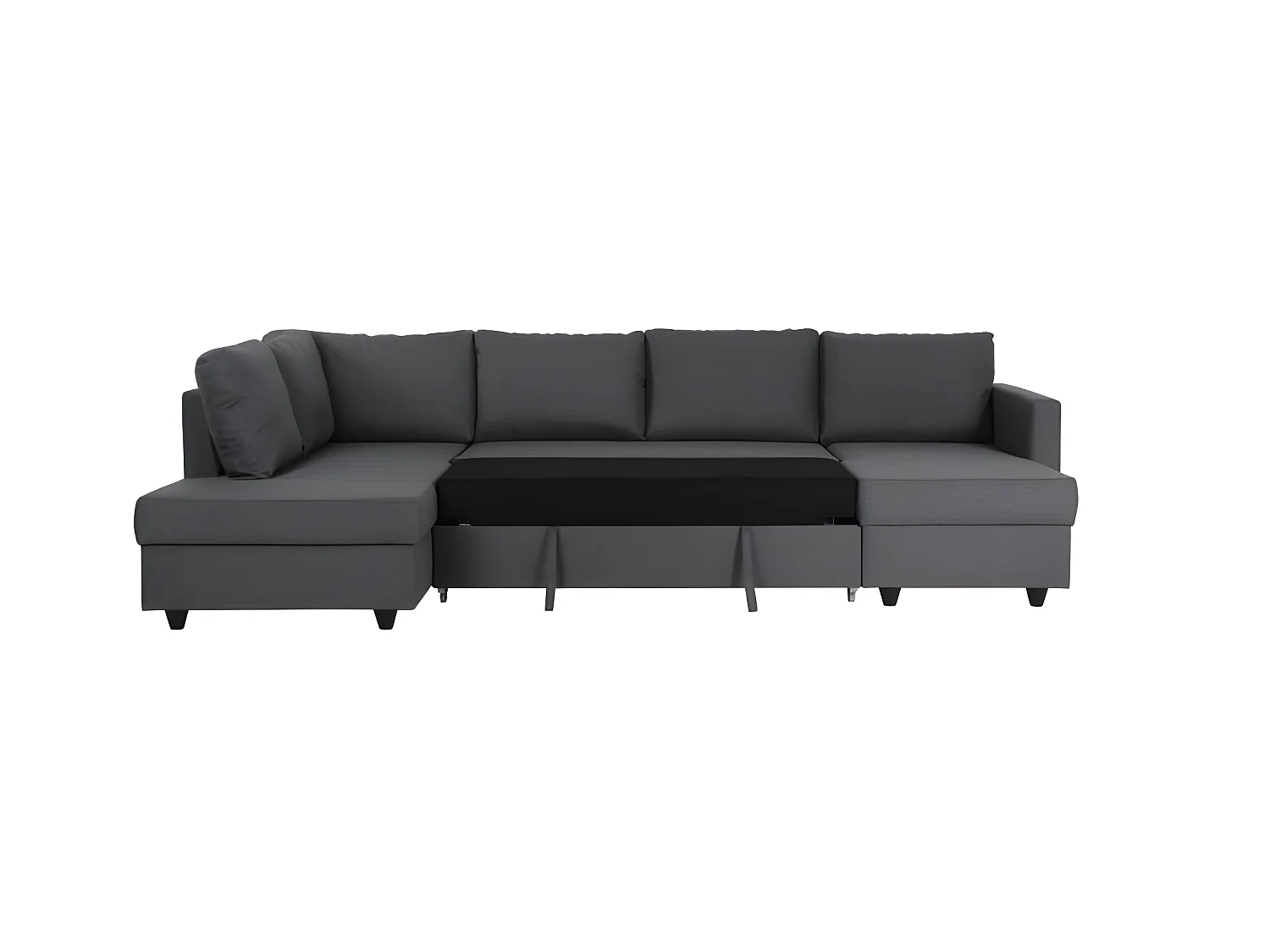 Canape dangle panoramique convertible reversible - Tissu gris - L 292 x P 187 x H 86 cm - CATS