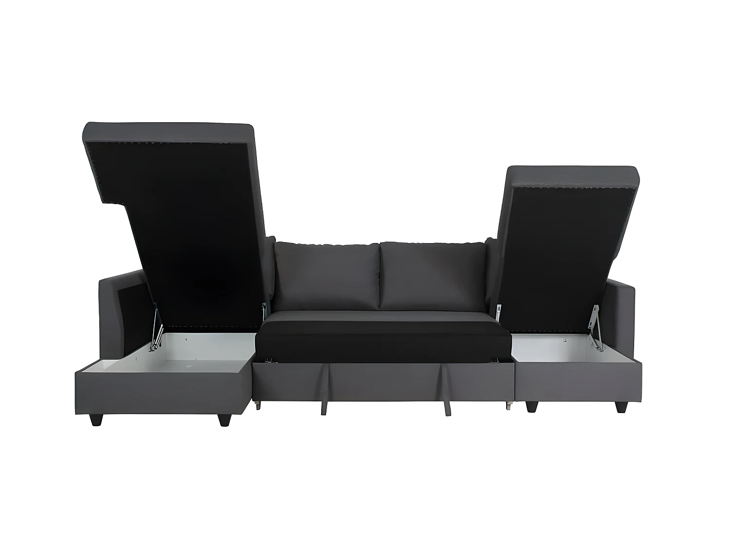 Canape dangle panoramique convertible reversible - Tissu gris - L 292 x P 187 x H 86 cm - CATS