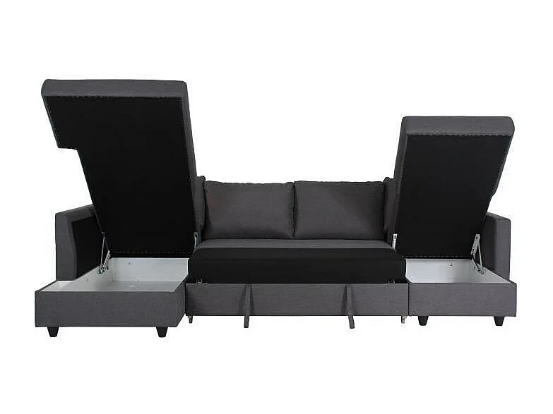 Katten panoramische converteerbare hoekbank - Grijze stof - 292 x 187 x 86 cm