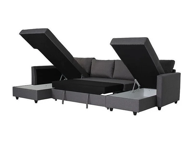 Katten panoramische converteerbare hoekbank - Grijze stof - 292 x 187 x 86 cm