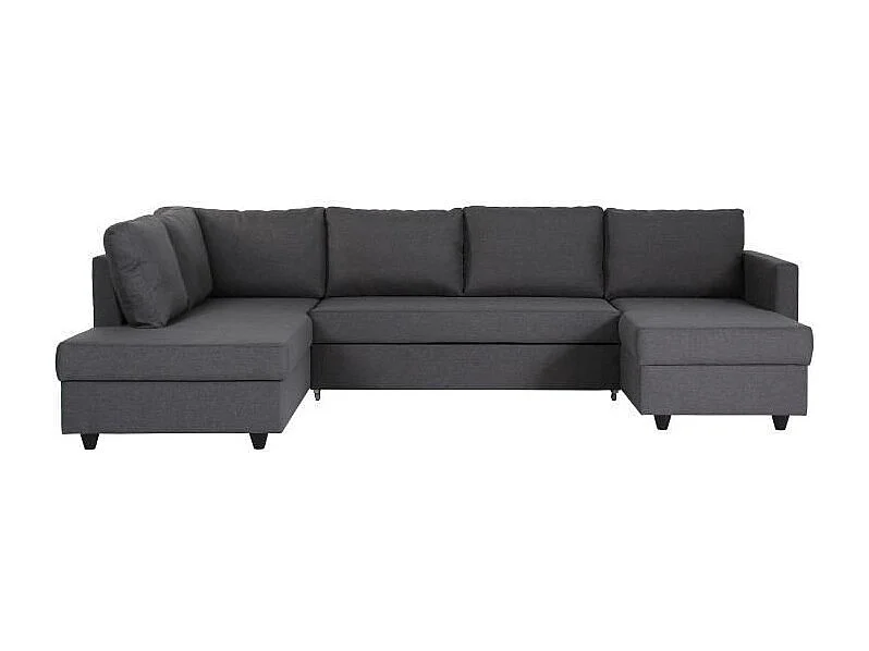 Canape dangle panoramique convertible reversible - Tissu gris - L 292 x P 187 x H 86 cm - CATS