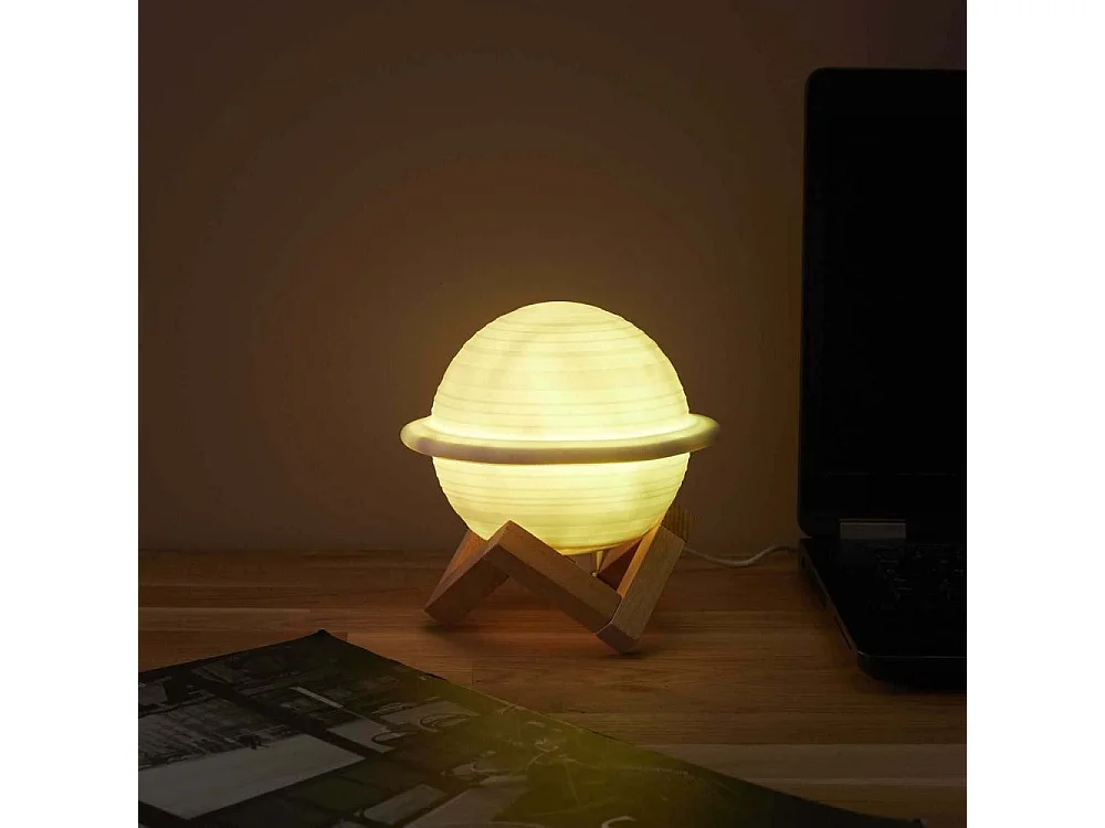 Lampe à Poser Tactile "Saturne" 14cm Blanc