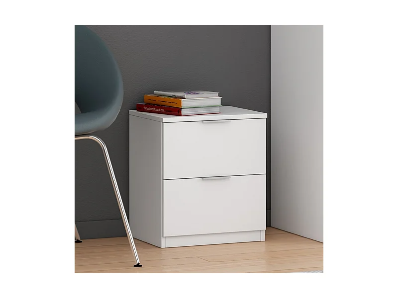 Nachttisch 2 Schubladen weißes 45x38x34cm