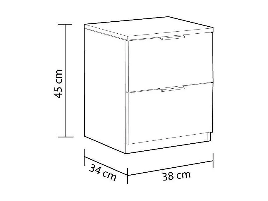 Mesita 2 cajones aglomerado blanco 45x38x34cm