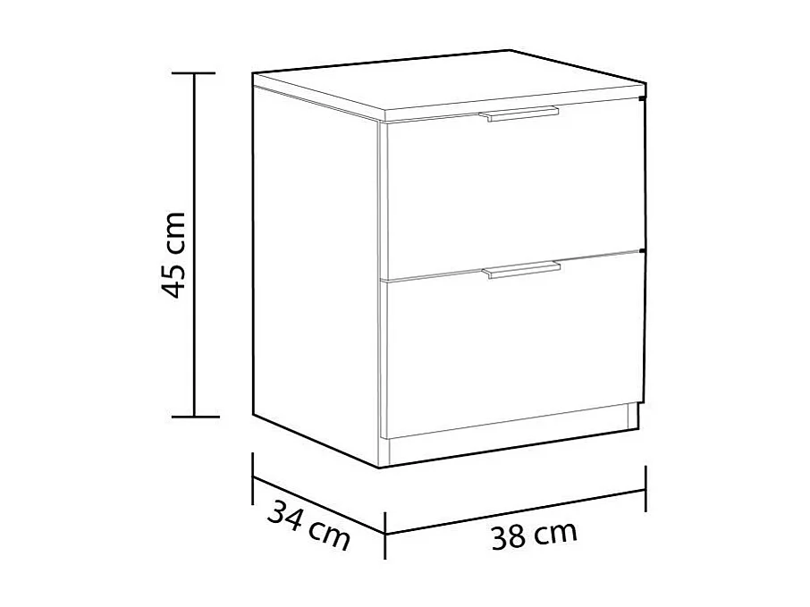 Table de chevet 2 tiroirs aggloméré blanc 45x38x34cm