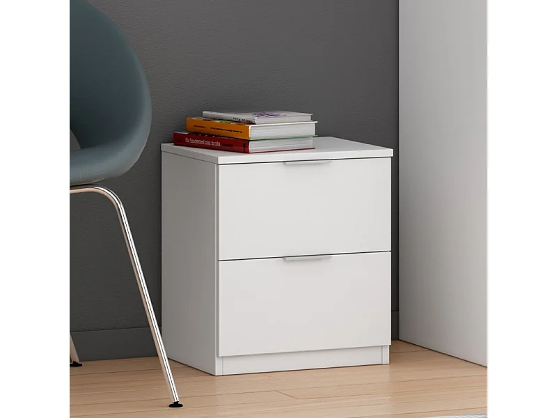 Nachttisch 2 Schubladen weißes 45x38x34cm