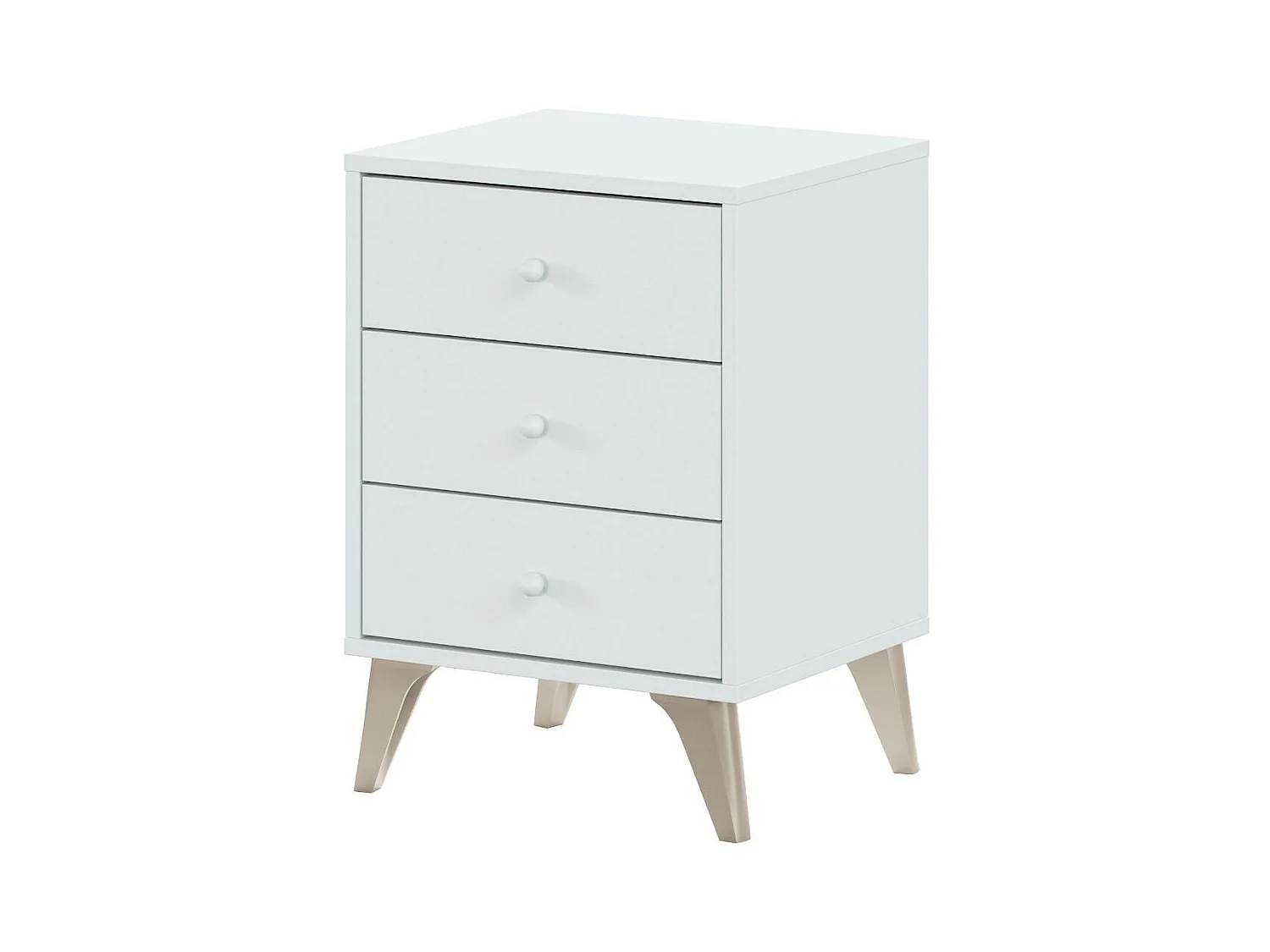 Comodino 3 cassetti truciolato bianco 56x40x33,5cm