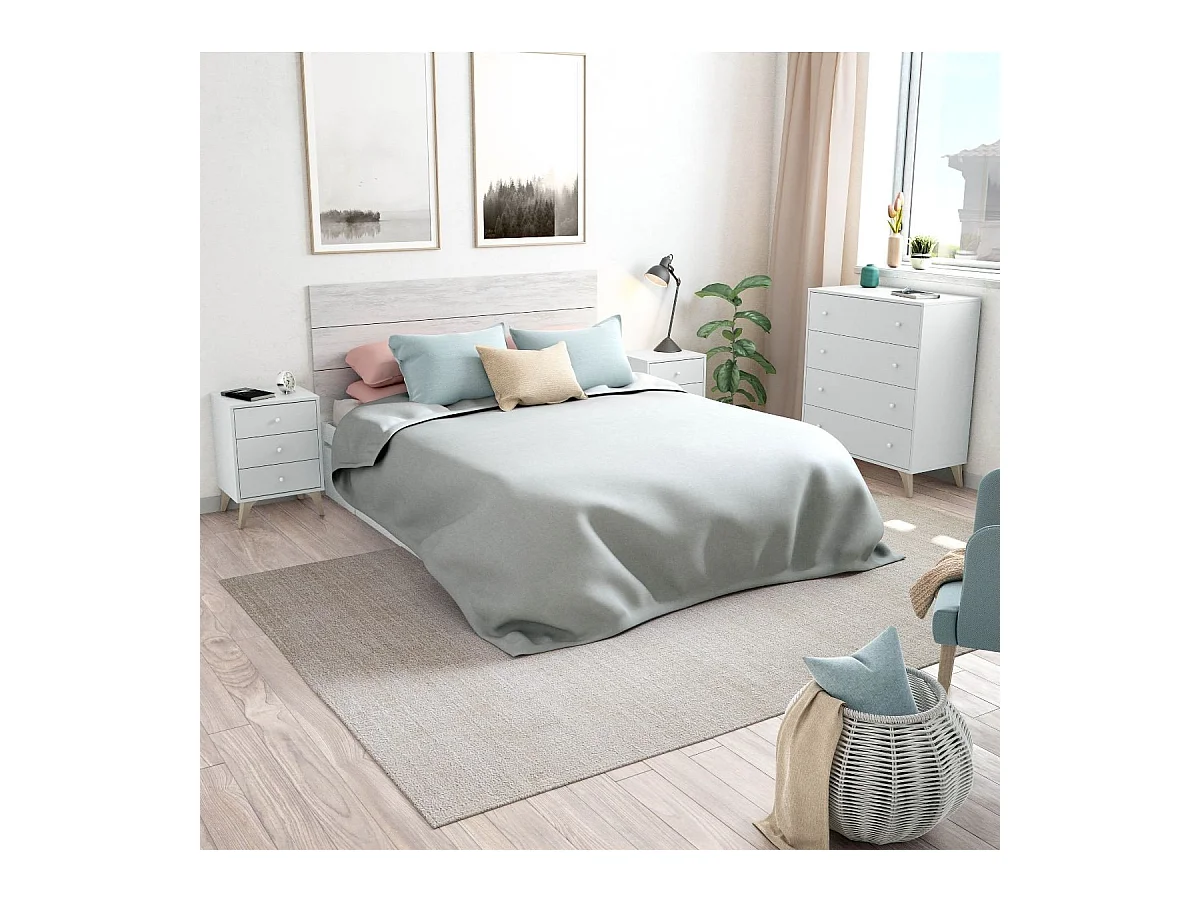 Comodino 3 cassetti truciolato bianco 56x40x33,5cm