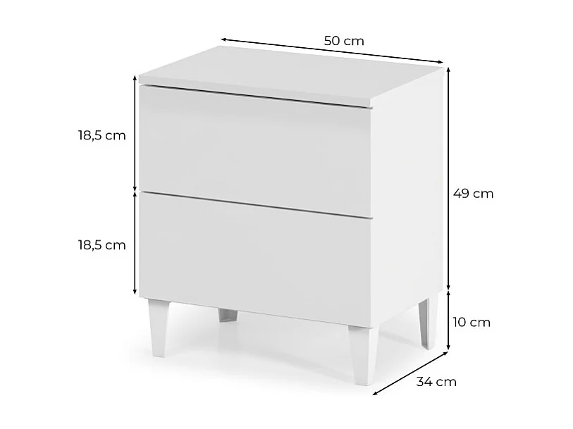 Table de chevet avec 2 tiroirs Loft - L49 cm