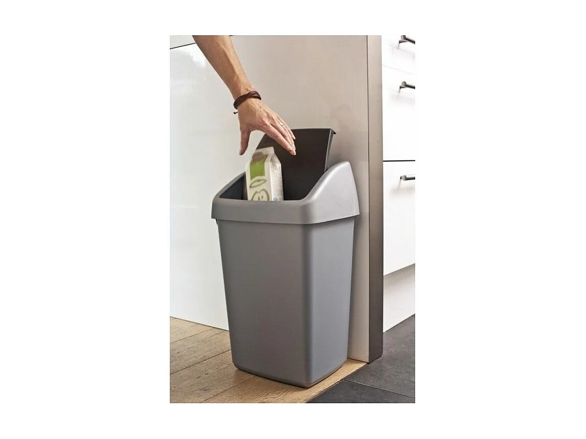 Poubelle grise avec couvercle basculant Delta 25 litres