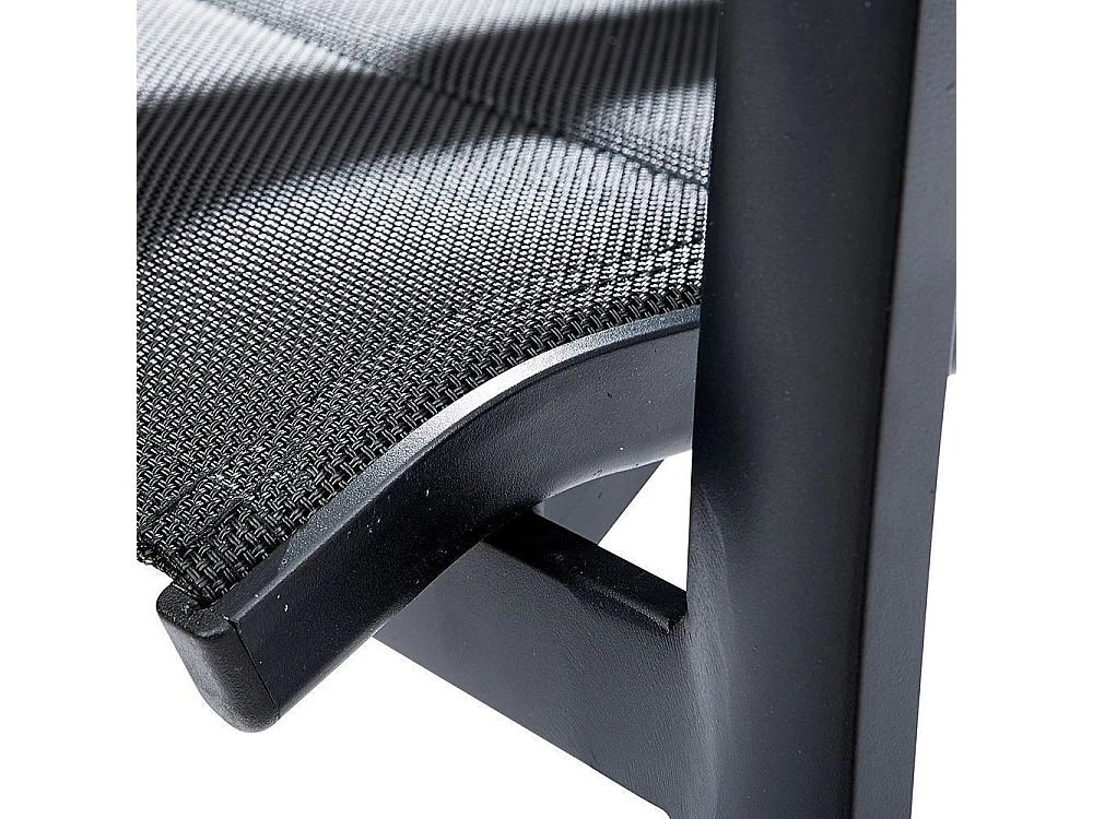 Ensemble MODULO 4/8p en aluminium noir et verre trempé modulable et 4 fauteuils