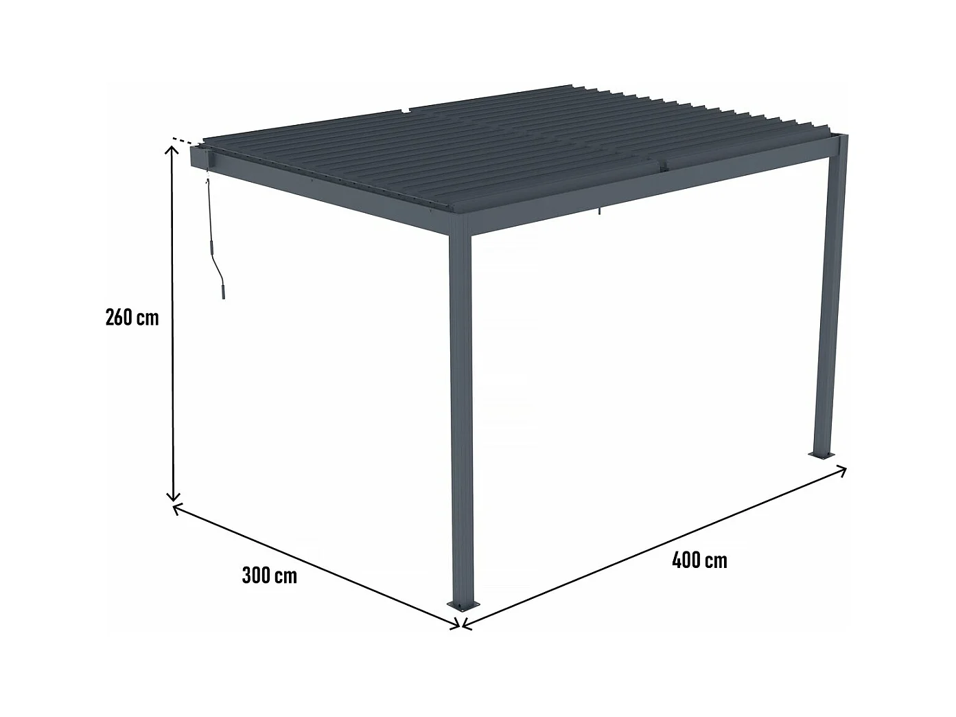 Aan de muur bevestigde bioklimatologische pergola met led "Windsor" - 3 x 4 m - Antraciet voor een elegante en schaduwrijke buitenruimte