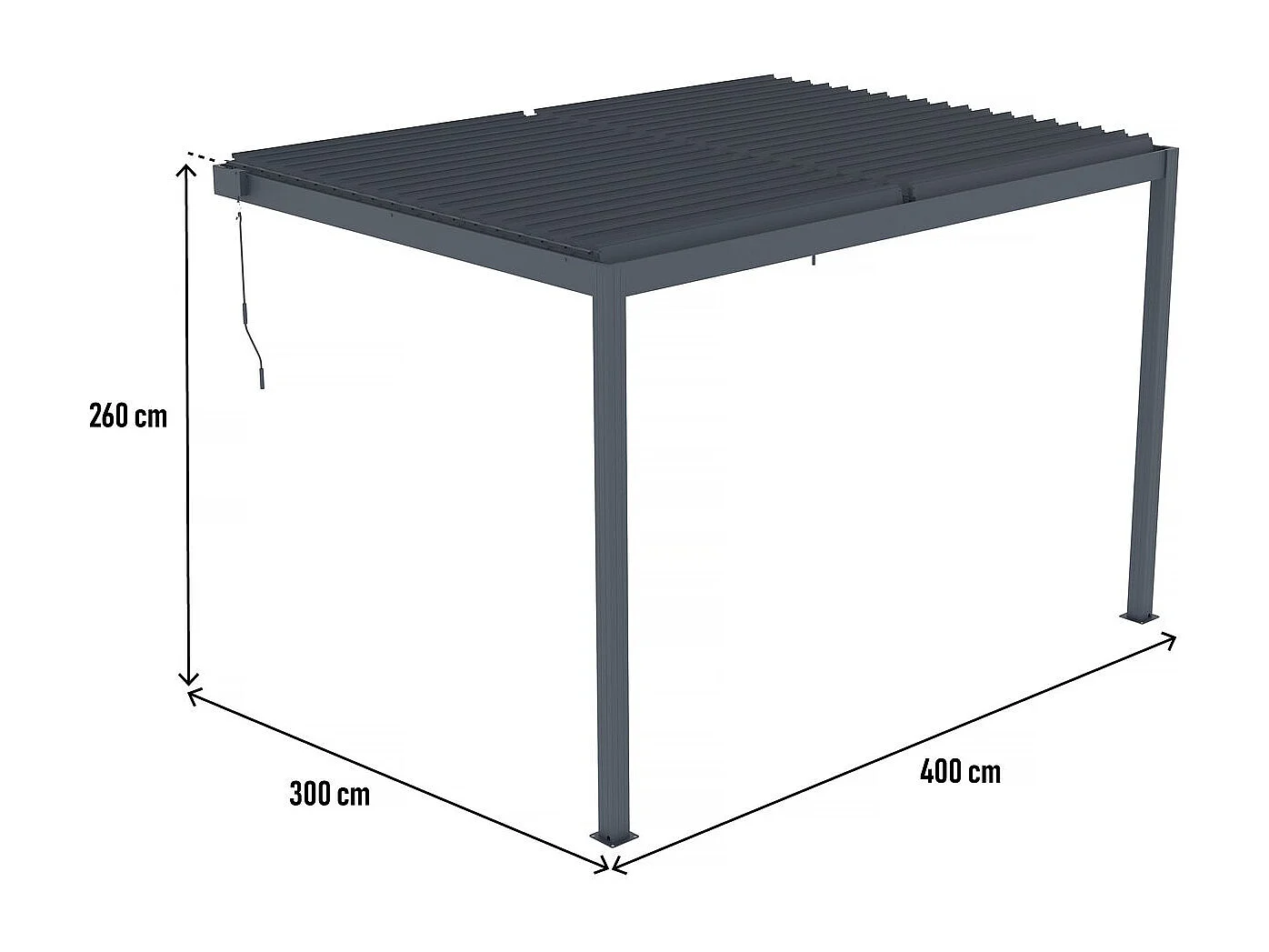 Pergola bioclimatique adossée avec led "Windsor" - 3 x 4 m - Anthracite