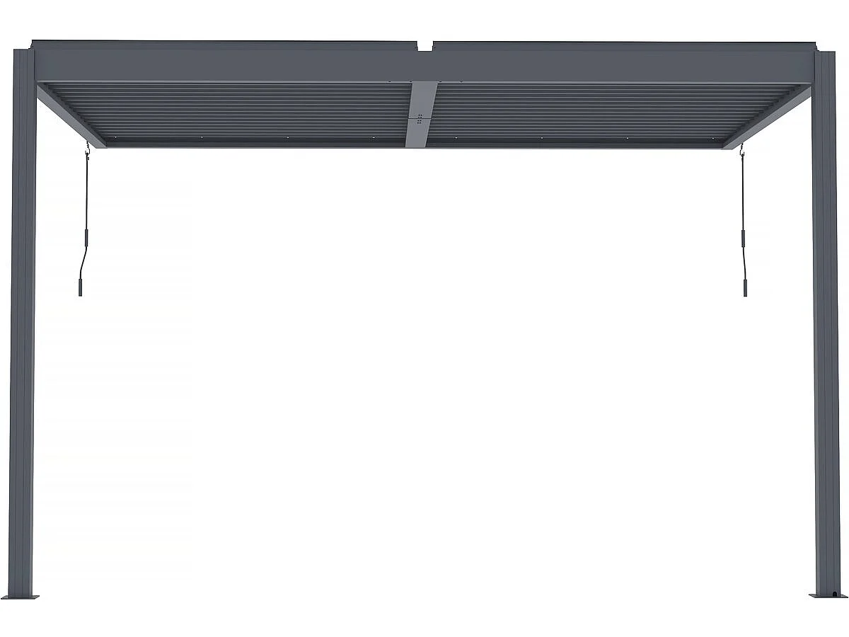 Pergola bioclimatique adossée avec led "Windsor" - 3 x 4 m - Anthracite